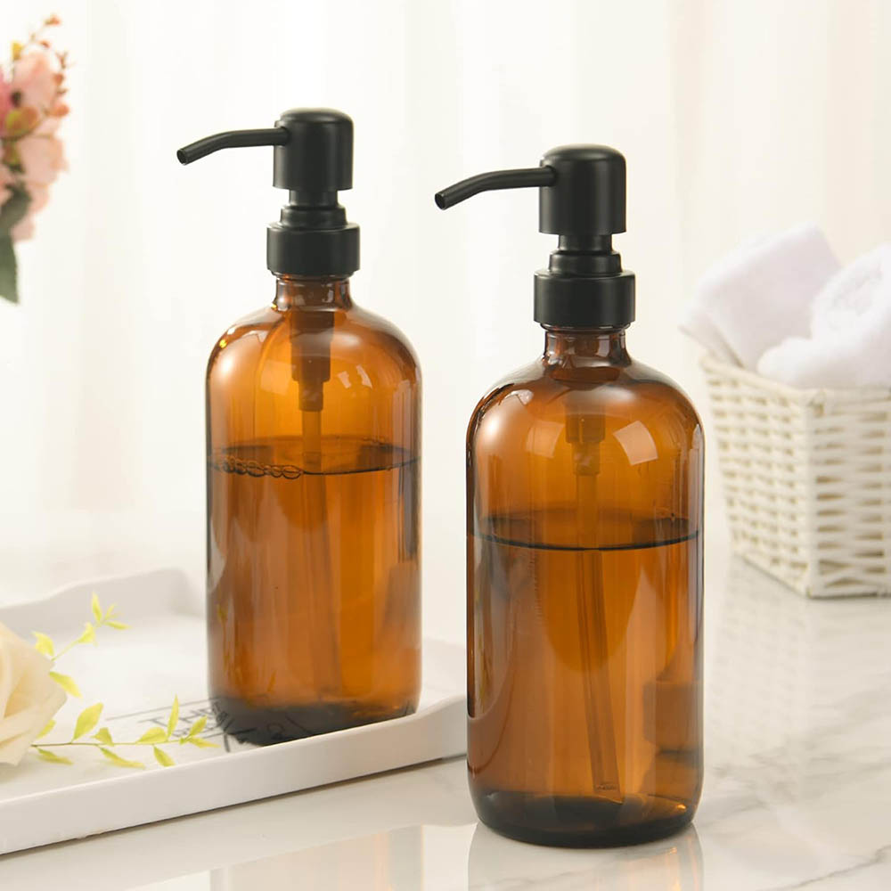 Zara Home Bathroom Accessories - Dispenser Sabun Kaca Amber dengan Pompa