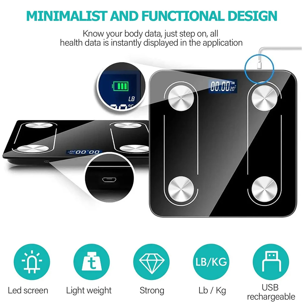 Home Bathroom Scales - Skala rumah Bluetooth lemak tubuh akurat
